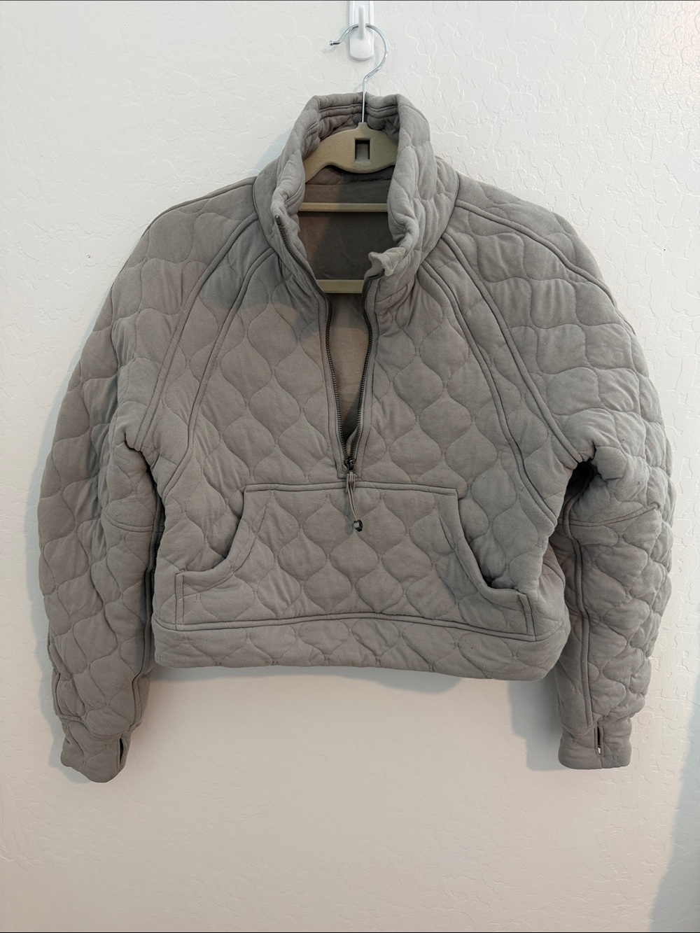 lululemon athletica Quilted Half-Zip Pullover Jacket - gray/khaki color